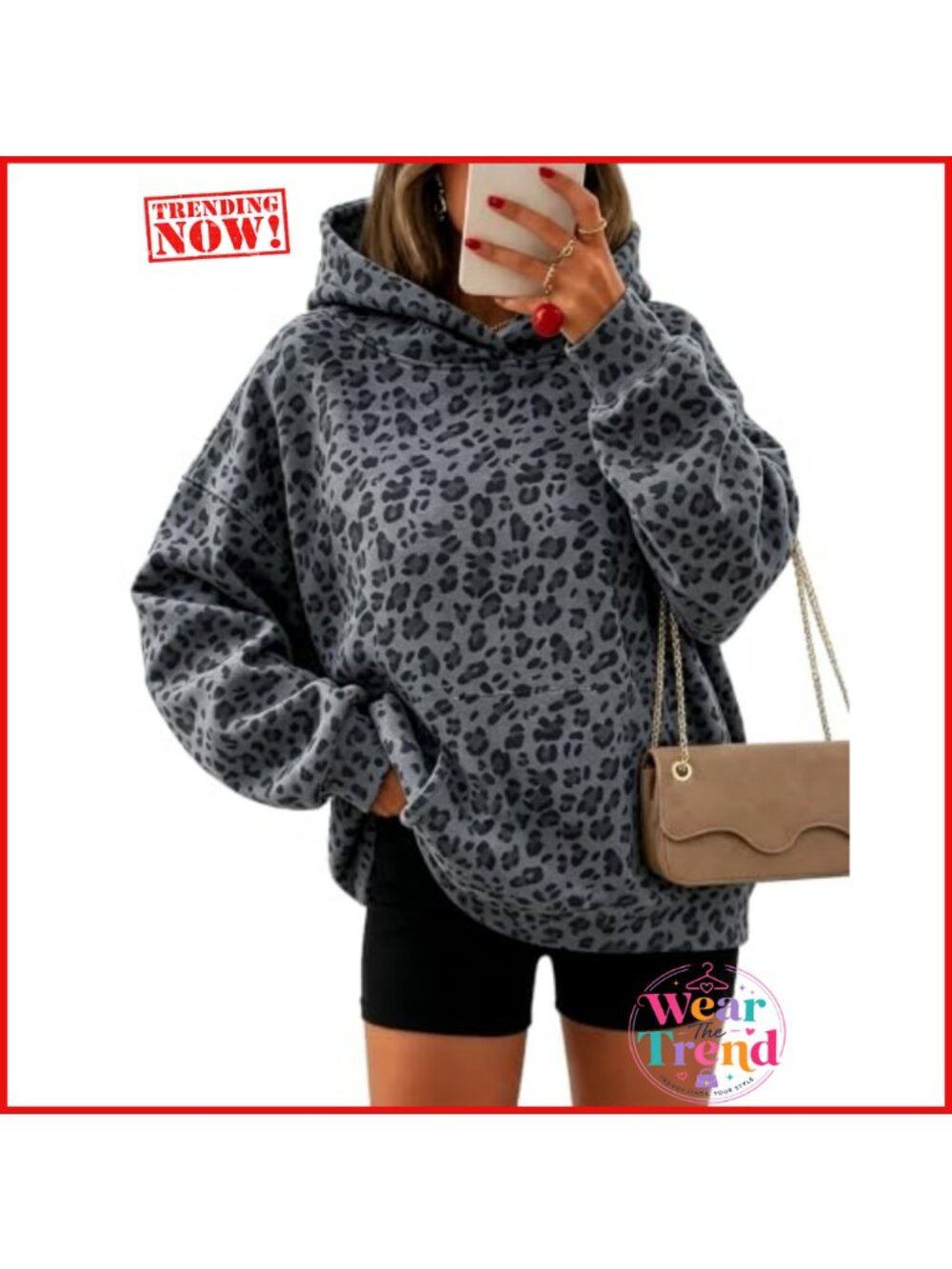 Oversized Fleece Leopard Print Hoodie Pullover Sweatshirt Women Chic Y2K